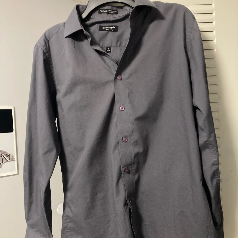 Pierre Cardin Grey Dress Shirt Slim Fit Very Good